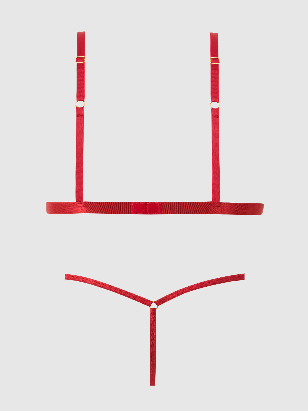 Dragon Sheer Mesh Robe with Satin Triangle Top & G-String 3 pc Set Red