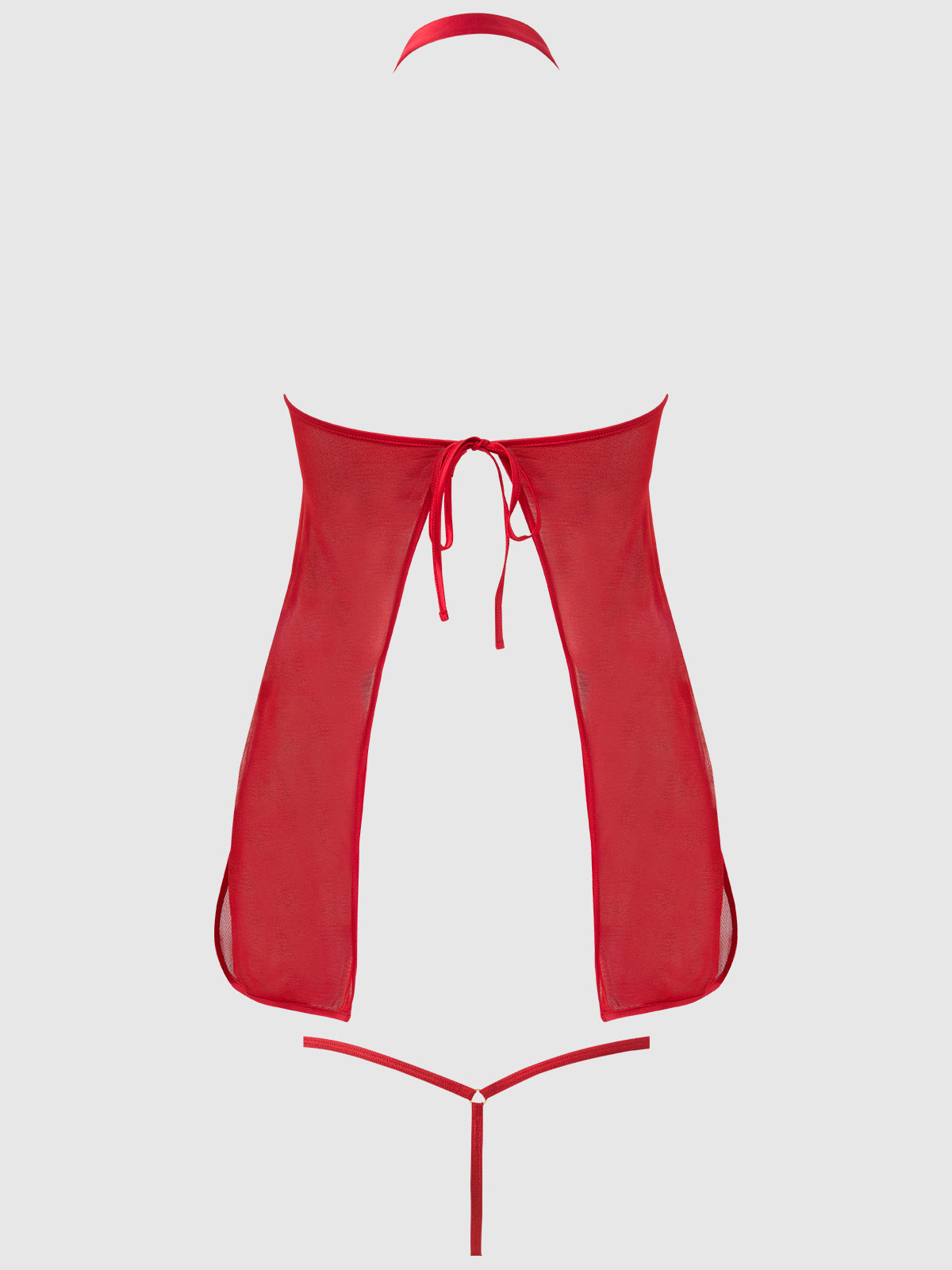 Dragon Mesh & Applique Chemise with G-String 2 pc Set Red