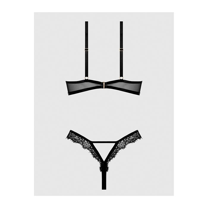 Nadia Lace & Mesh Cutout Teddy Black