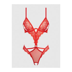 Nadia Lace & Mesh Cutout Teddy Grenadine Dark Orange