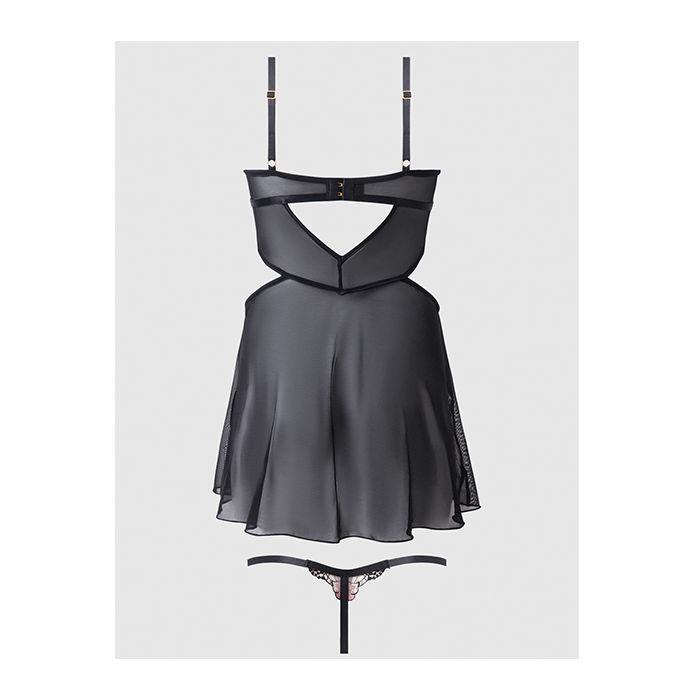 Nova Lace & Mesh Babydoll with G-String 2 pc Set Black