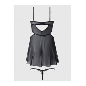 Nova Lace & Mesh Babydoll with G-String 2 pc Set Black