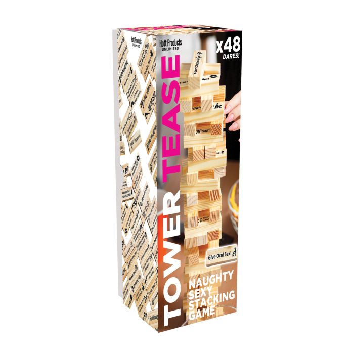 Tower Tease Naughty Couple's Sex Game with Assorted Wooden Blocks and Sayings