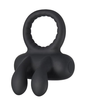 Robbie Rabbit 10 Level Vibrating Penis Ring and Clit Stimulator Black