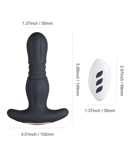 Agas Thrusting Butt Plug with Remote Control Black