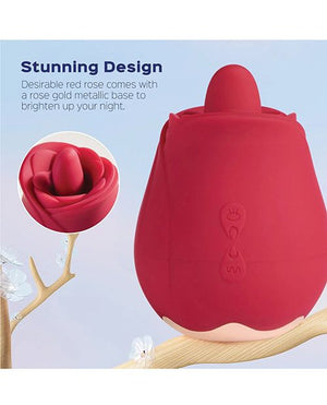 Horny Rose Vibrating Clit Licking Stimulator - Red