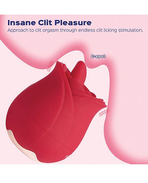 Horny Rose Vibrating Clit Licking Stimulator - Red