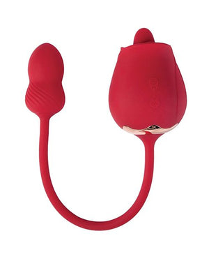 Fuchsia Rose Clit Licking Stimulator & Vibrating Egg Red