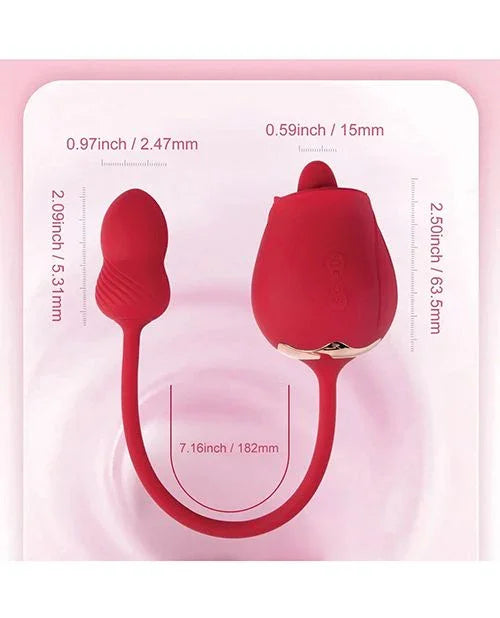 Fuchsia Rose Clit Licking Stimulator & Vibrating Egg Red