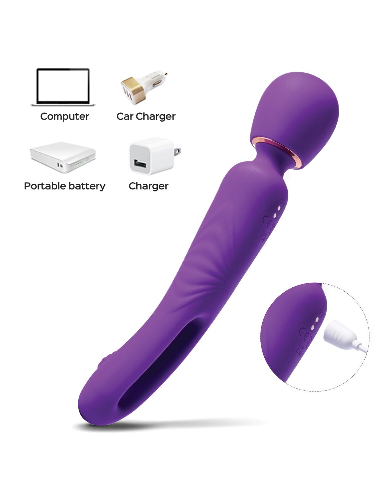 Di-Orgasm Vibrating Massage Wand & G-Spot Tapping Stimulator Purple