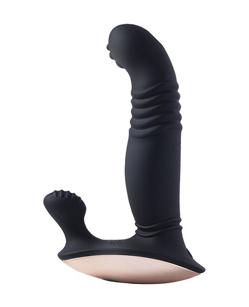 Royal 3-N-1 Stimulation Thrusting Vibrating Prostate & Perineum Massager Black