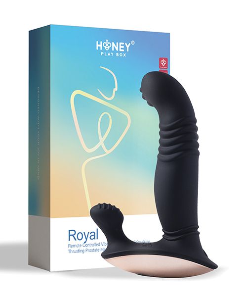 Royal 3-N-1 Stimulation Thrusting Vibrating Prostate & Perineum Massager Black