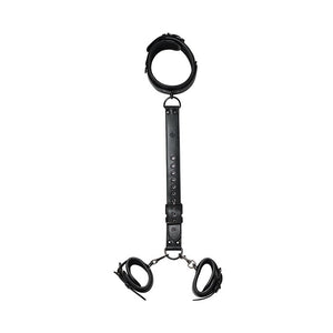 Kinky Play Box Locking Harness Collar to Wrist Restraints Black