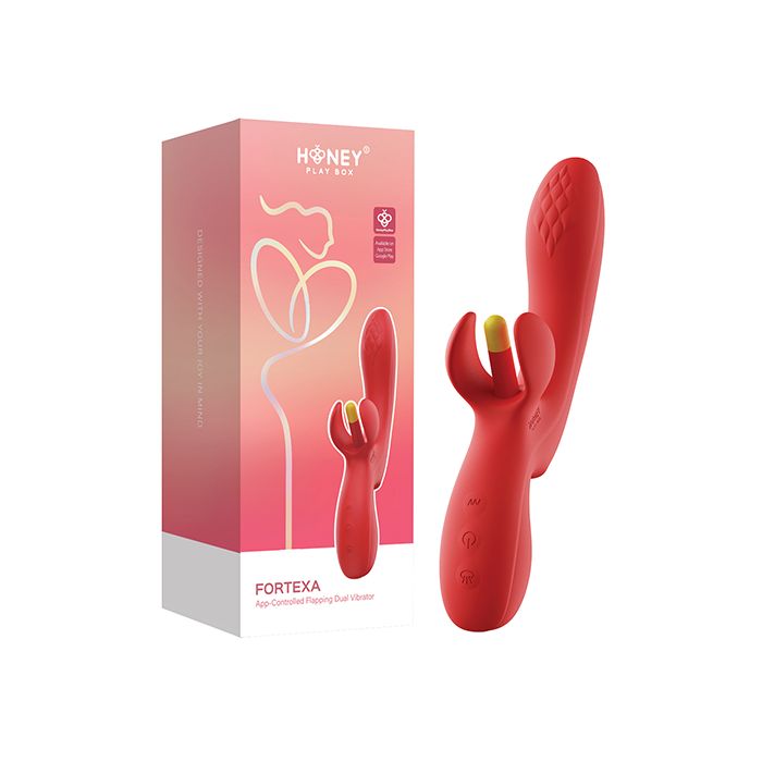 Fortexa App-Controlled Kinky Finger Flapping Dual Rabbit Style Clit and G Spot Stimulator