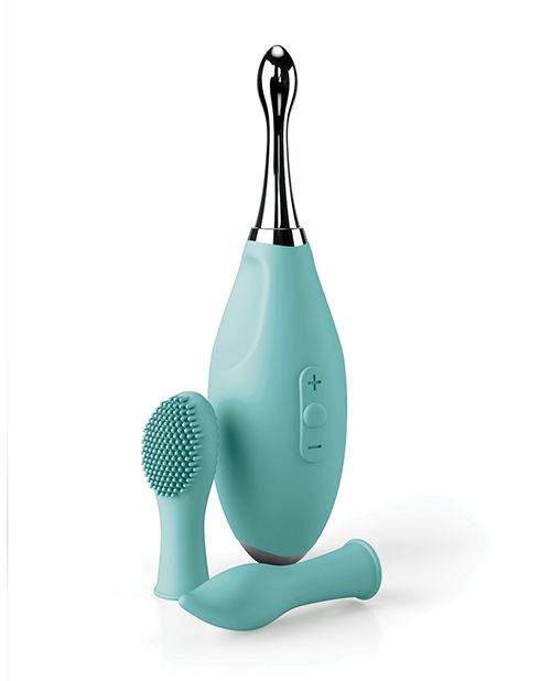 JimmyJane Focus Pro High Frequency Sonic Clitoral Stimulator Teal with Multi Attachable Heads