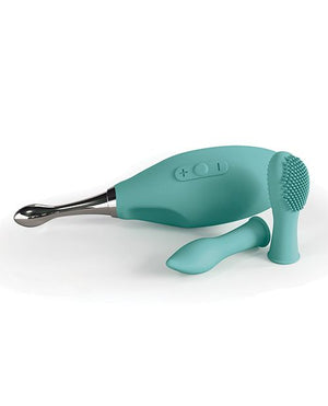 JimmyJane Focus Pro High Frequency Sonic Clitoral Stimulator Teal with Multi Attachable Heads