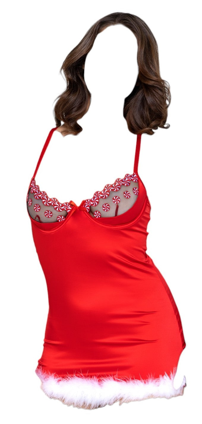 Roma Costume Sweet & Sticky Peppermint Underwire Chemis Red