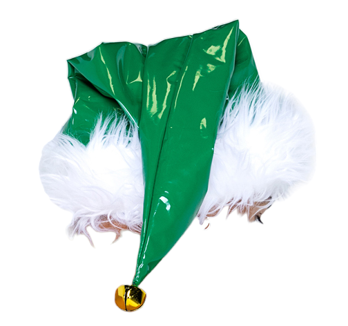 Roma Costume Men's Naughty Holiday Elf Vinyl Hat Costume Accessory Green/White One Size