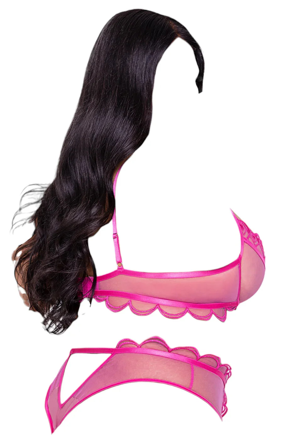 Roma Costume Bubblegum Heart 2 PC Underwire Cup Bra & Thong Short Set Pink