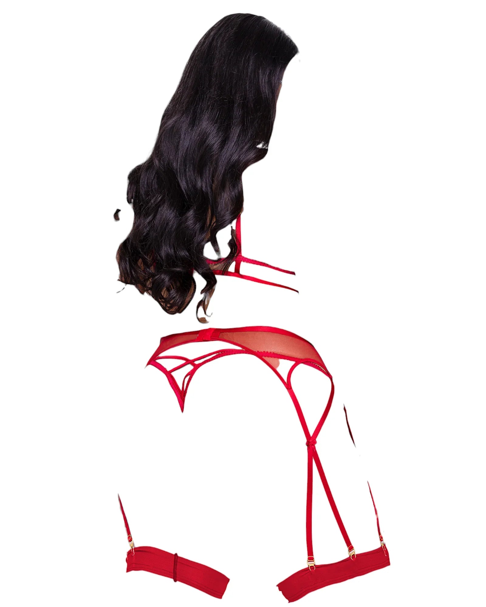 Roma Costume Rouge Bow 3 PC Underwire Cup Bra with Thong & Garter Short Set Red