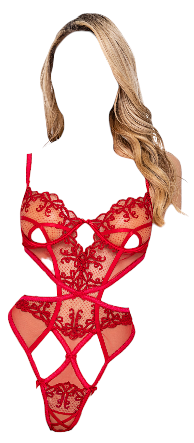 Roma Costume Rouge Bow Underwire Cup Teddy Red