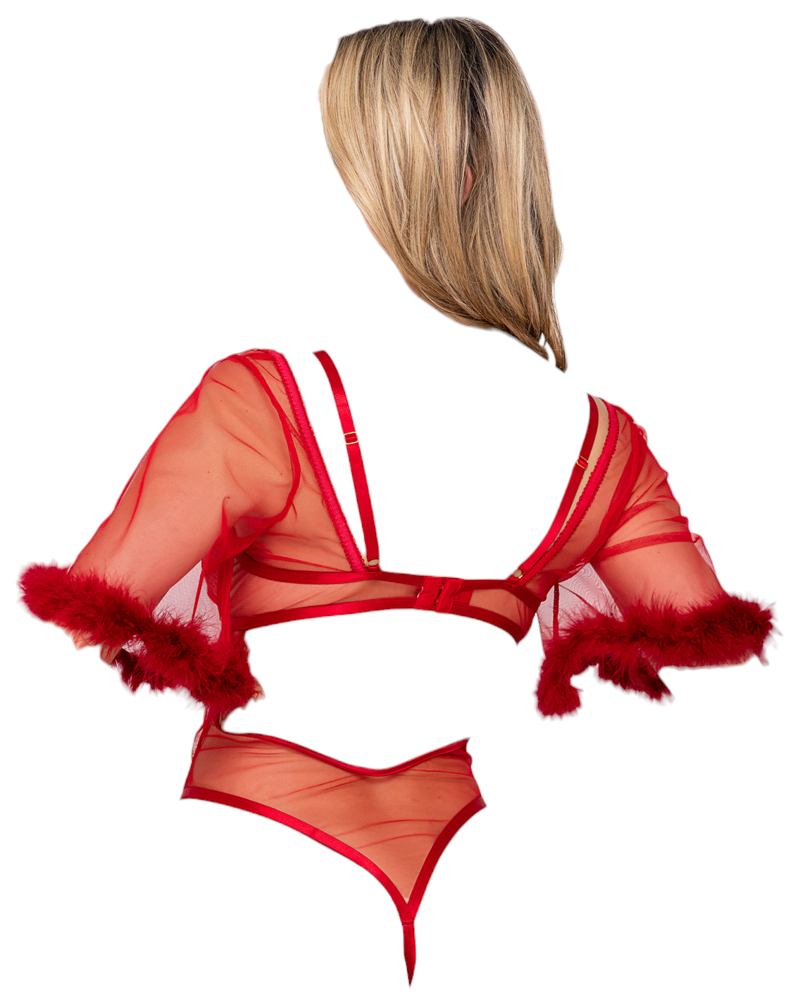 Roma Costume Rouge Bow Underwire Cup Teddy with Sleeves Red