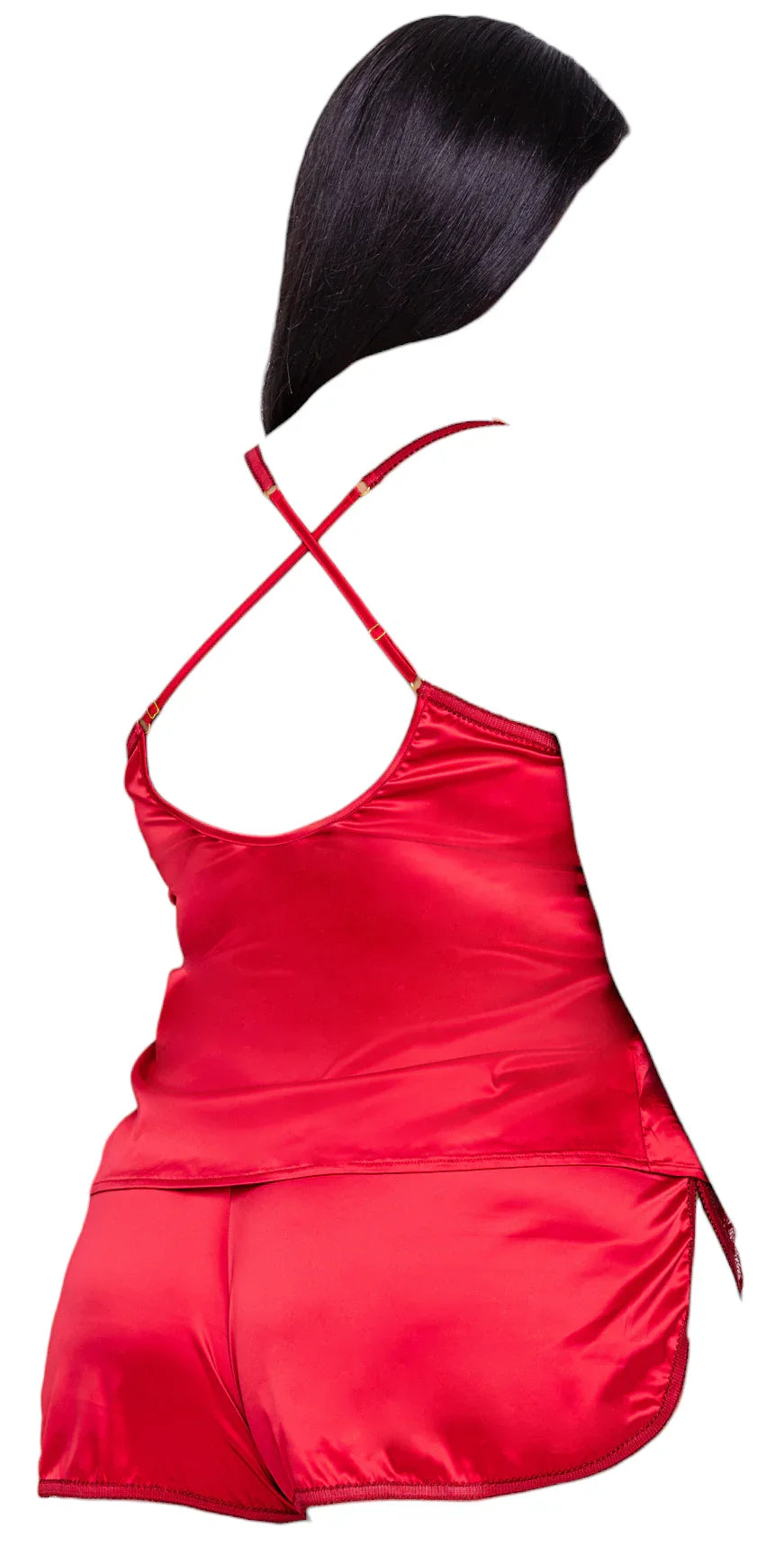Roma Costume Rouge Bow 2 PC Camisole Lounge & Shorts with Side Slits Set Red
