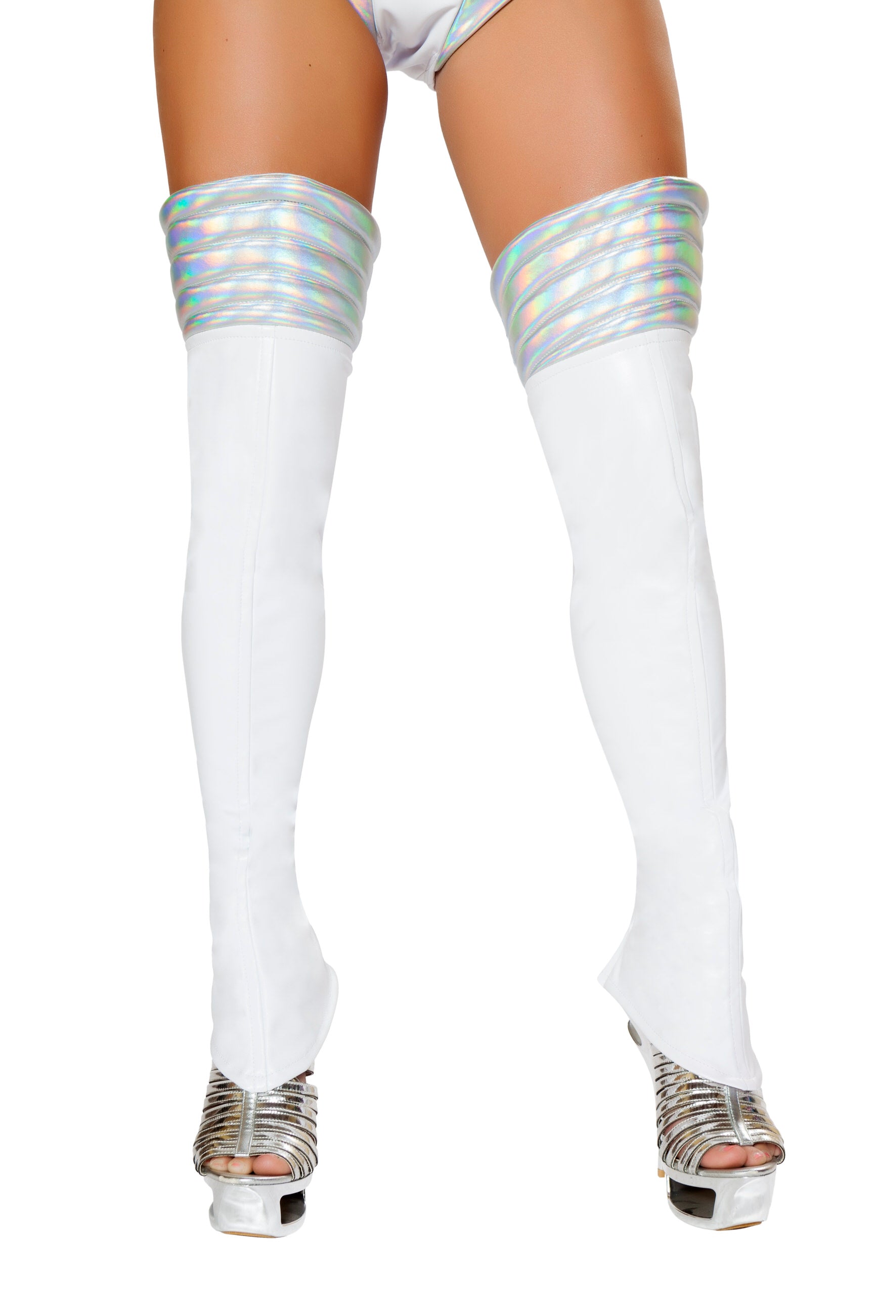 Roma Costume Space Girl Leggings Costume Accessory White/Silver One Size