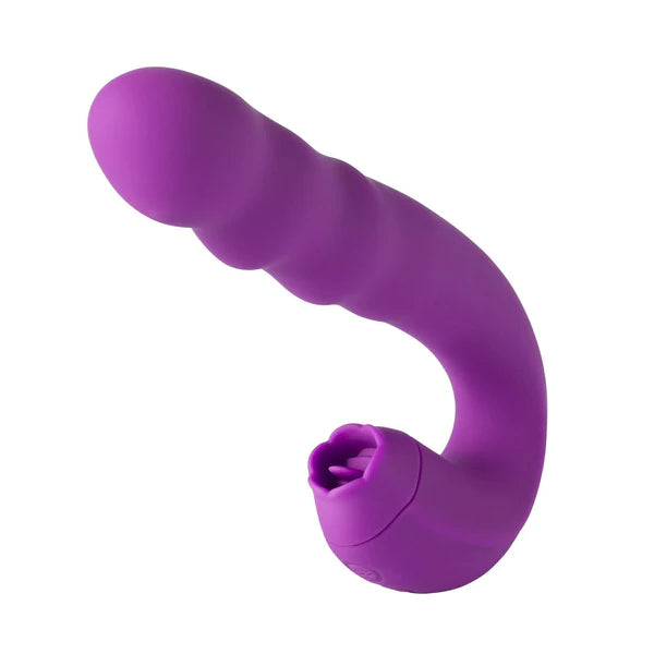 Lilian 3-n-1 Double Ended G-Spot Vibrator with Rotating Head & Vibrating Tongue Purple