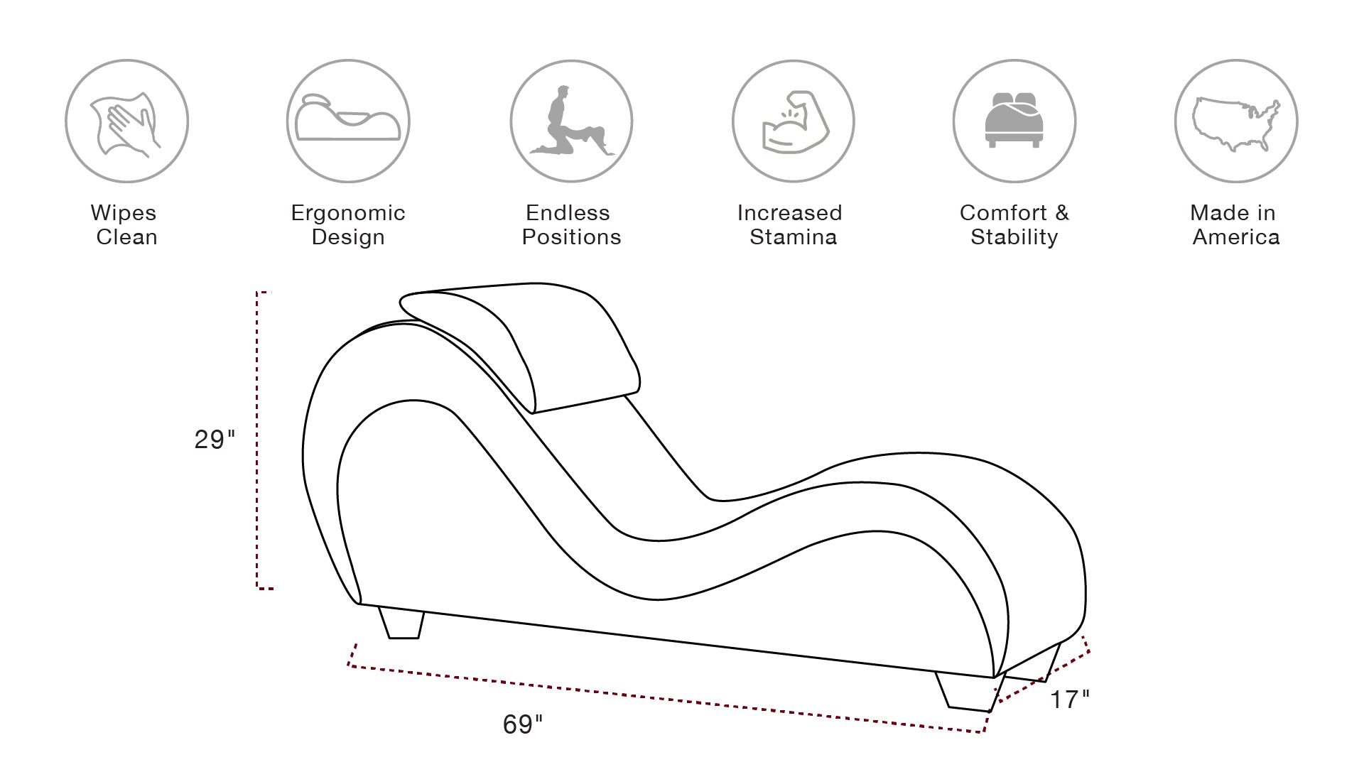 Liberator Lyric Luxury Distressed Ultraleather Bondage Compatible Sex Chaise