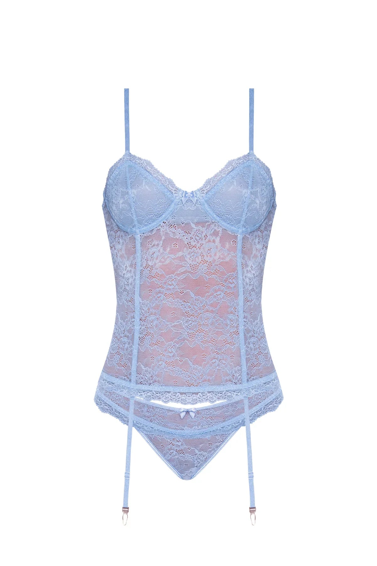Magic Silk Ooh La Lace Bustier & Panty Set Periwinkle