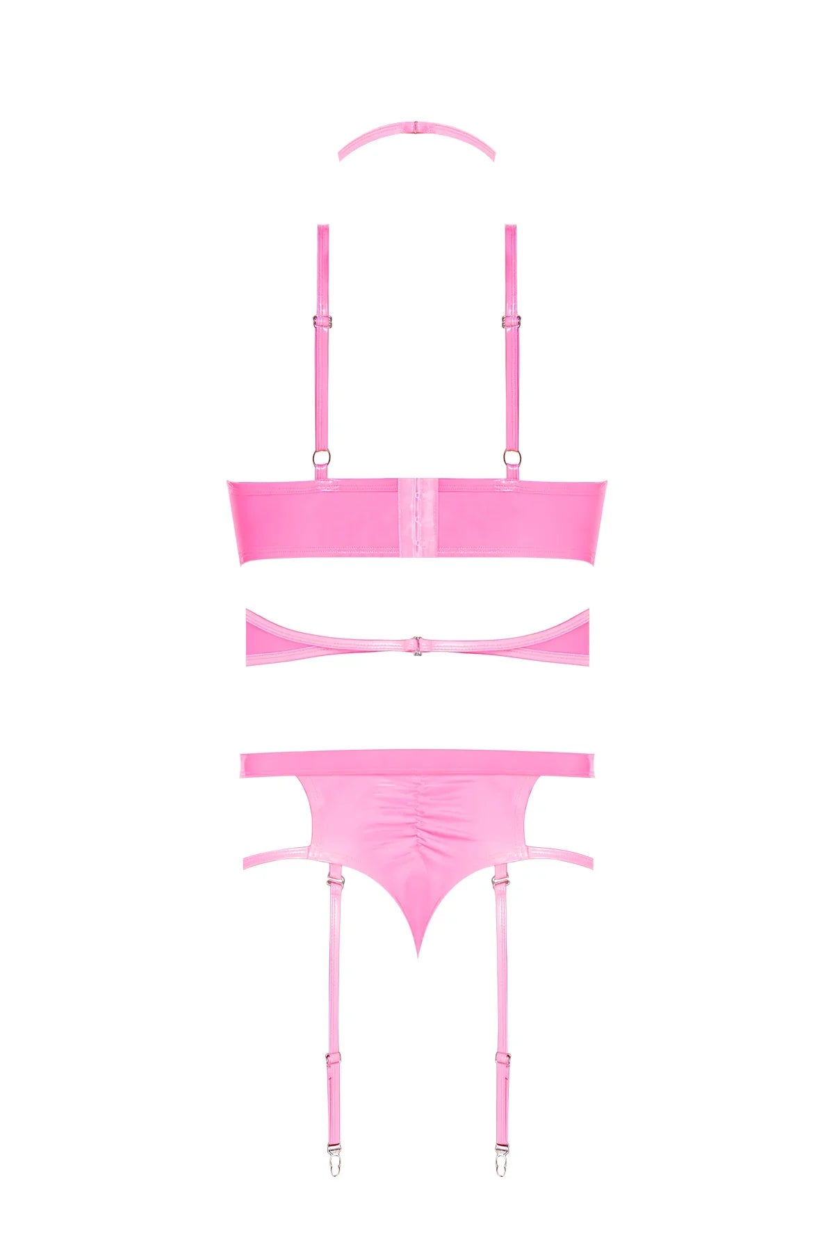 Magic Silk Hard Candy Demi Bra, Harness & Garter Panty Pink