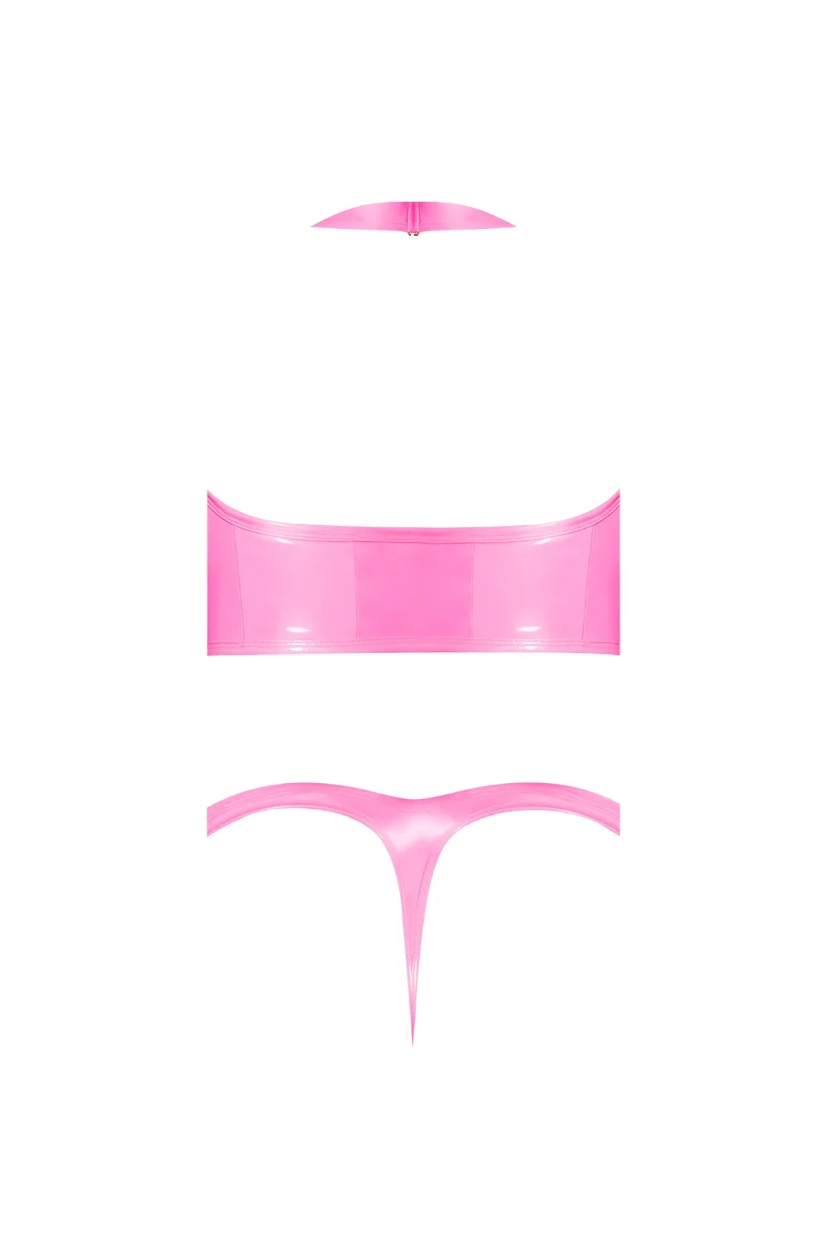 Magic Silk Hard Candy Underbust Harness & High Leg Split Crotch Thong Pink