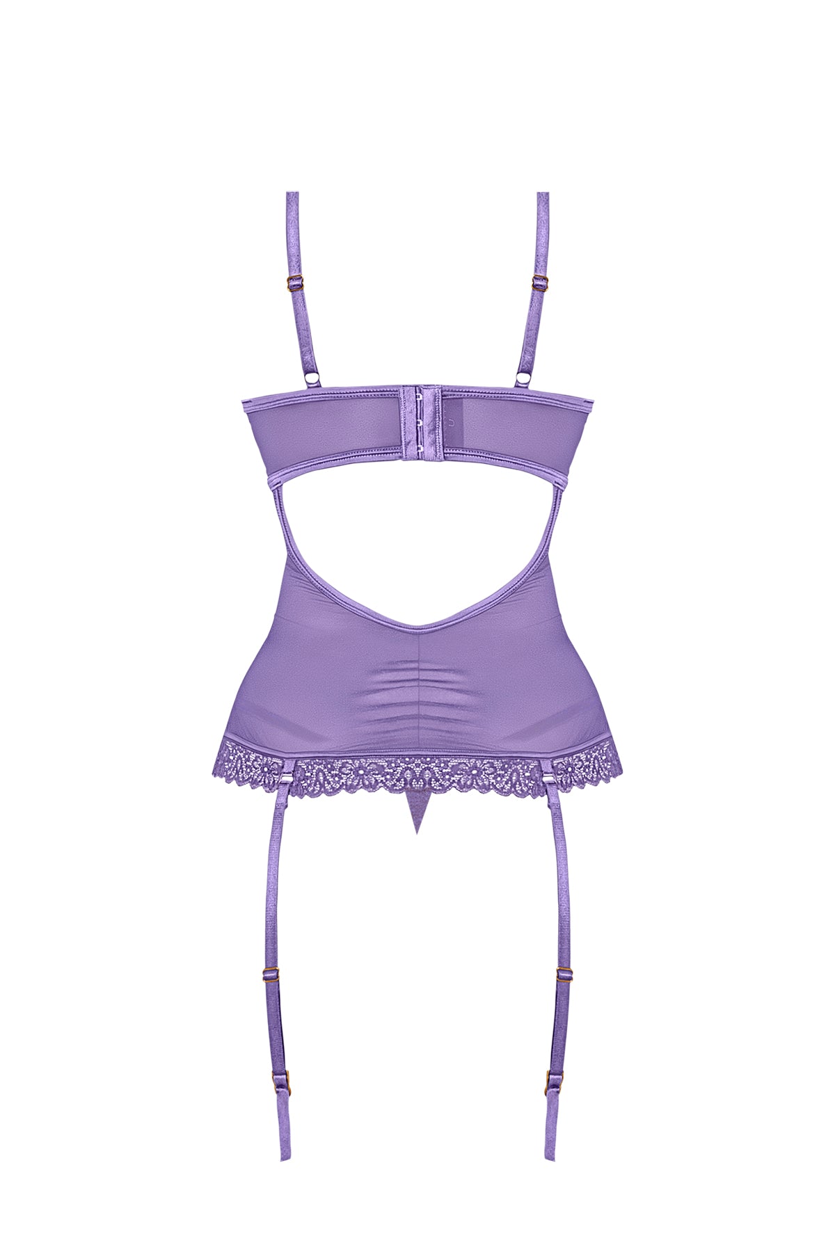 Magic Silk Sheer Passion Keyhole Basque & Crotchless G-String Purple