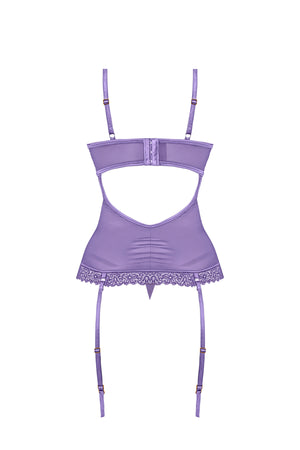 Magic Silk Sheer Passion Keyhole Basque & Crotchless G-String Purple