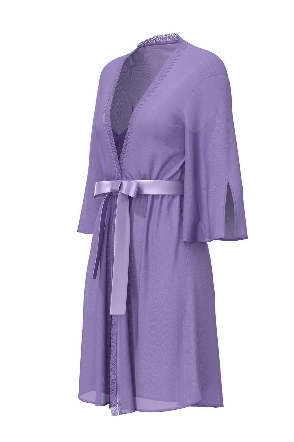 Magic Silk Sheer Passion Flutter Sleeve Robe Purple