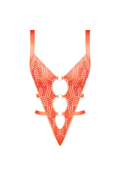 Magic Silk Rude Awakening Strappy Teddy Neon Orange