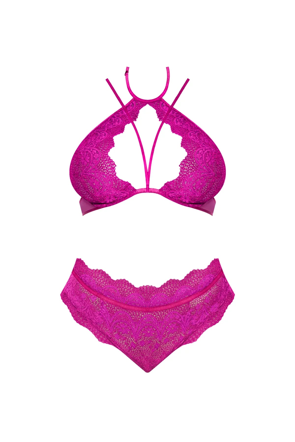 Magic Silk Berrylicious Halter & Lace Up Panty Set Raspberry