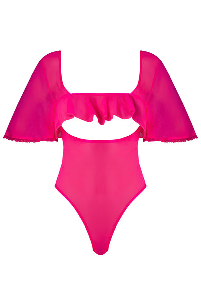 Magic Silk Pink Kink Flutter Sleeve Teddy Pink Glow