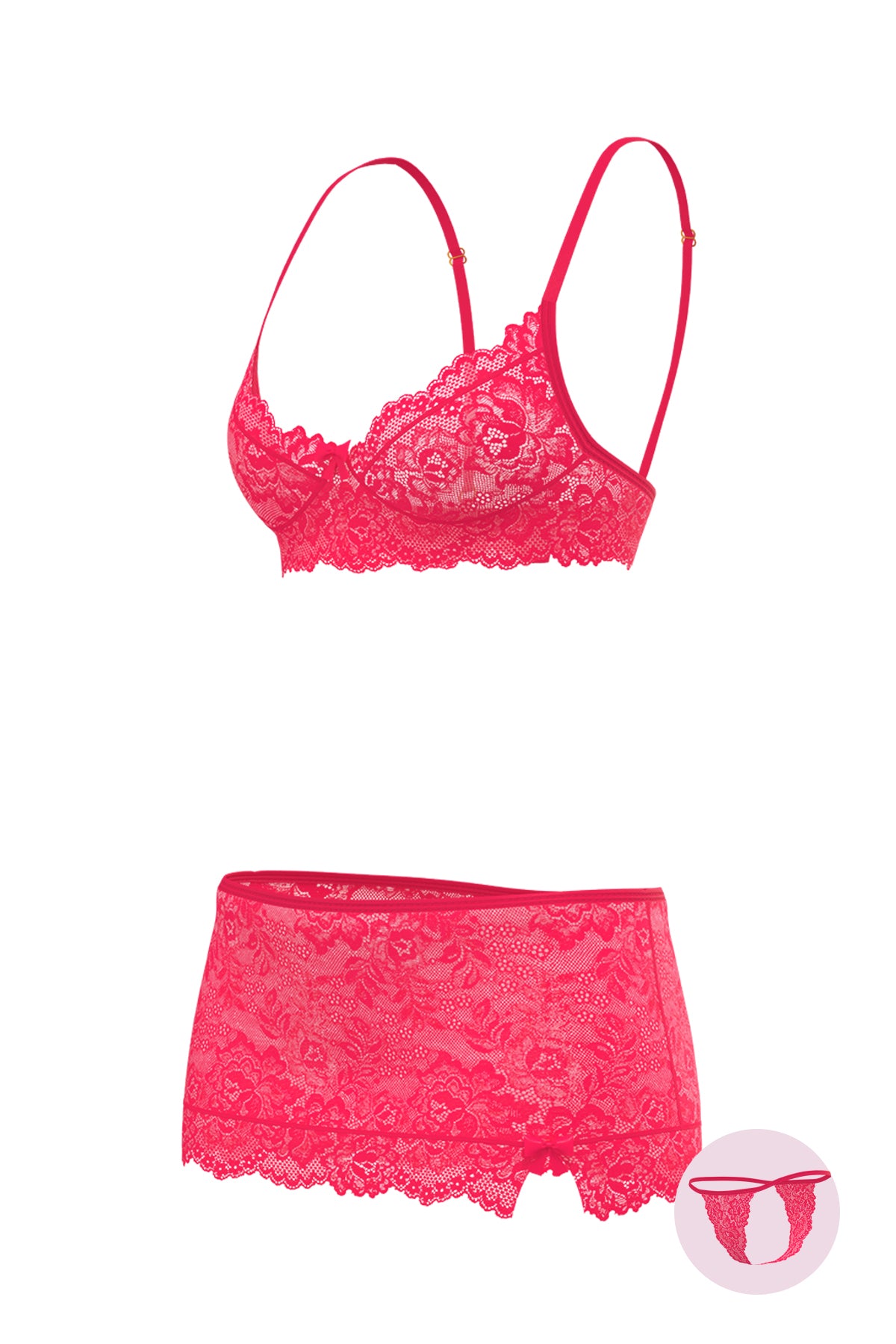 Magic Silk Get It Girl Bra, Skirt & Thong Set Diva Pink