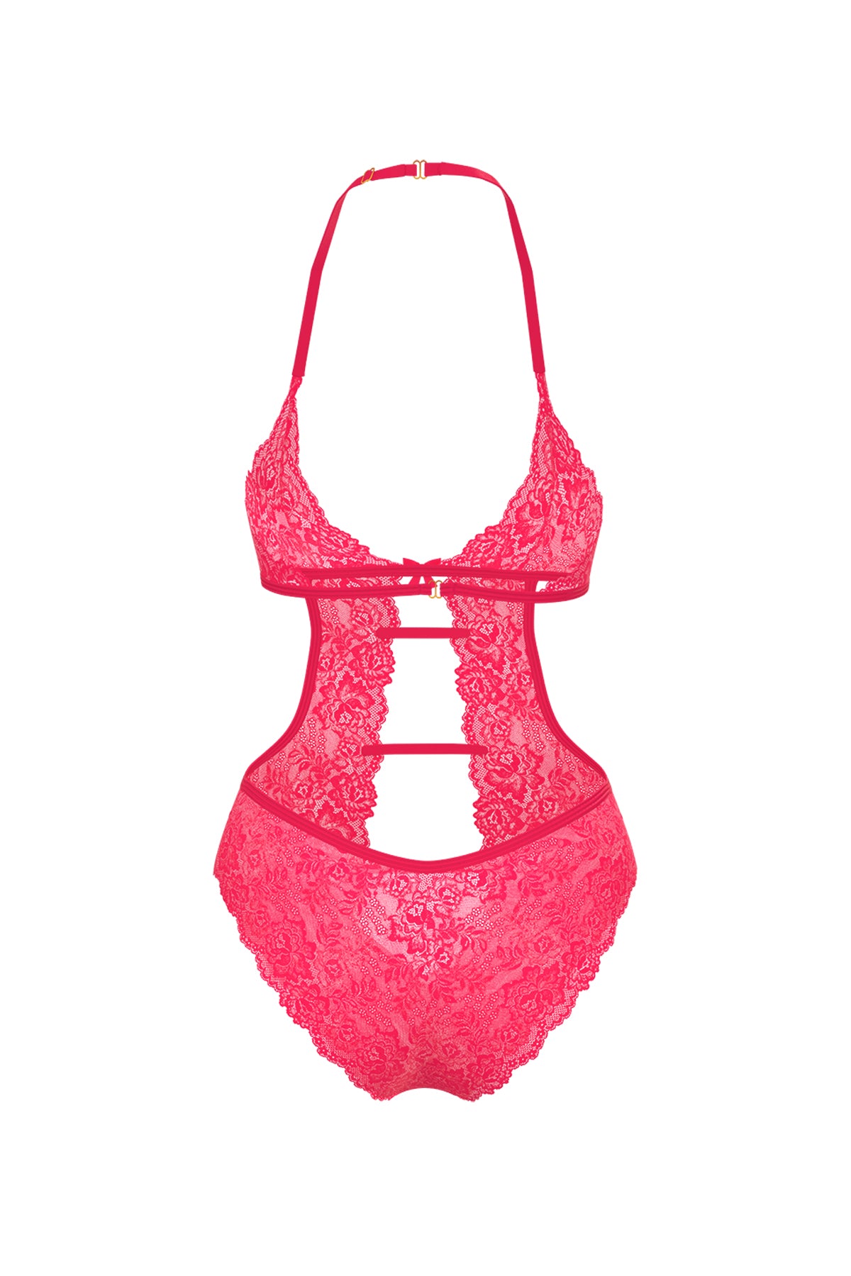 Magic Silk Get It Girl Halter Teddy with Snap Crotch Diva Pink