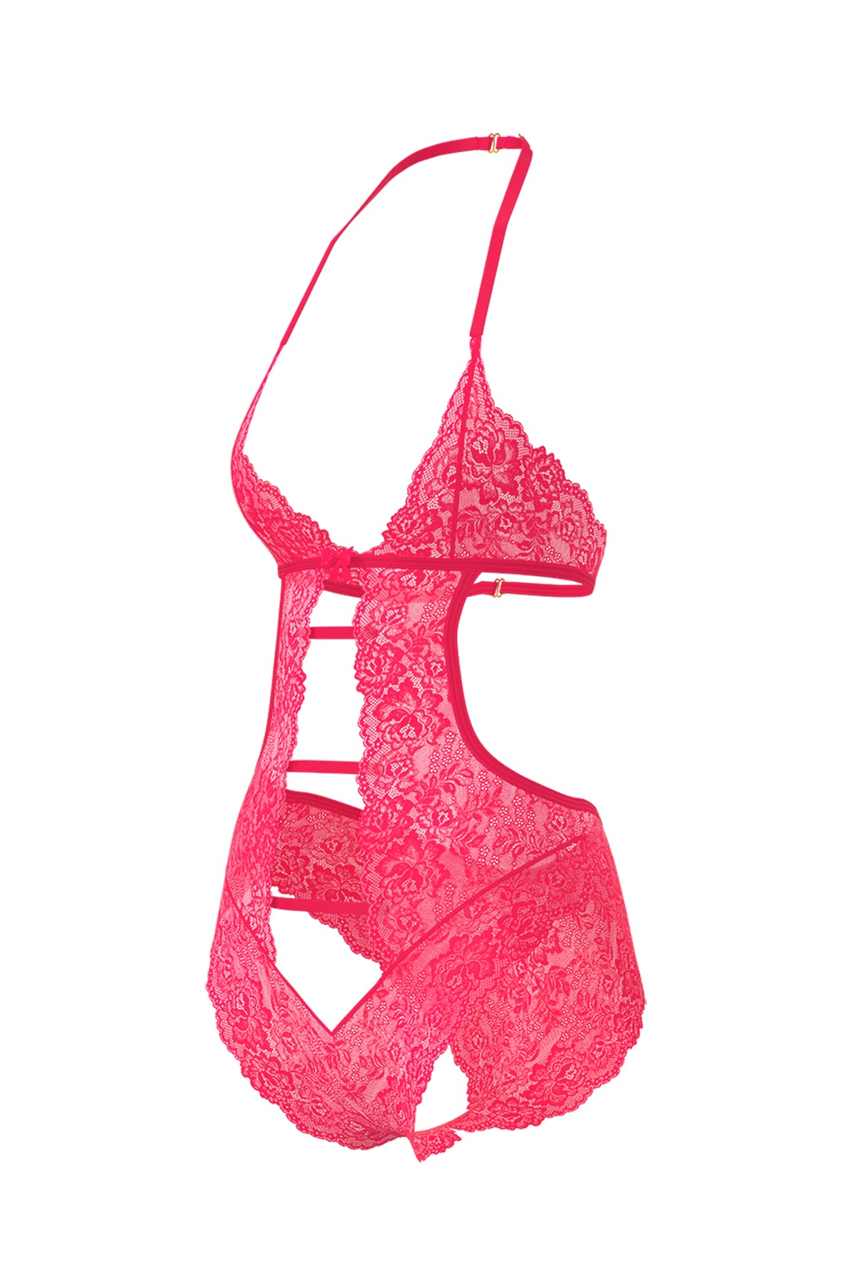 Magic Silk Get It Girl Halter Teddy with Snap Crotch Diva Pink