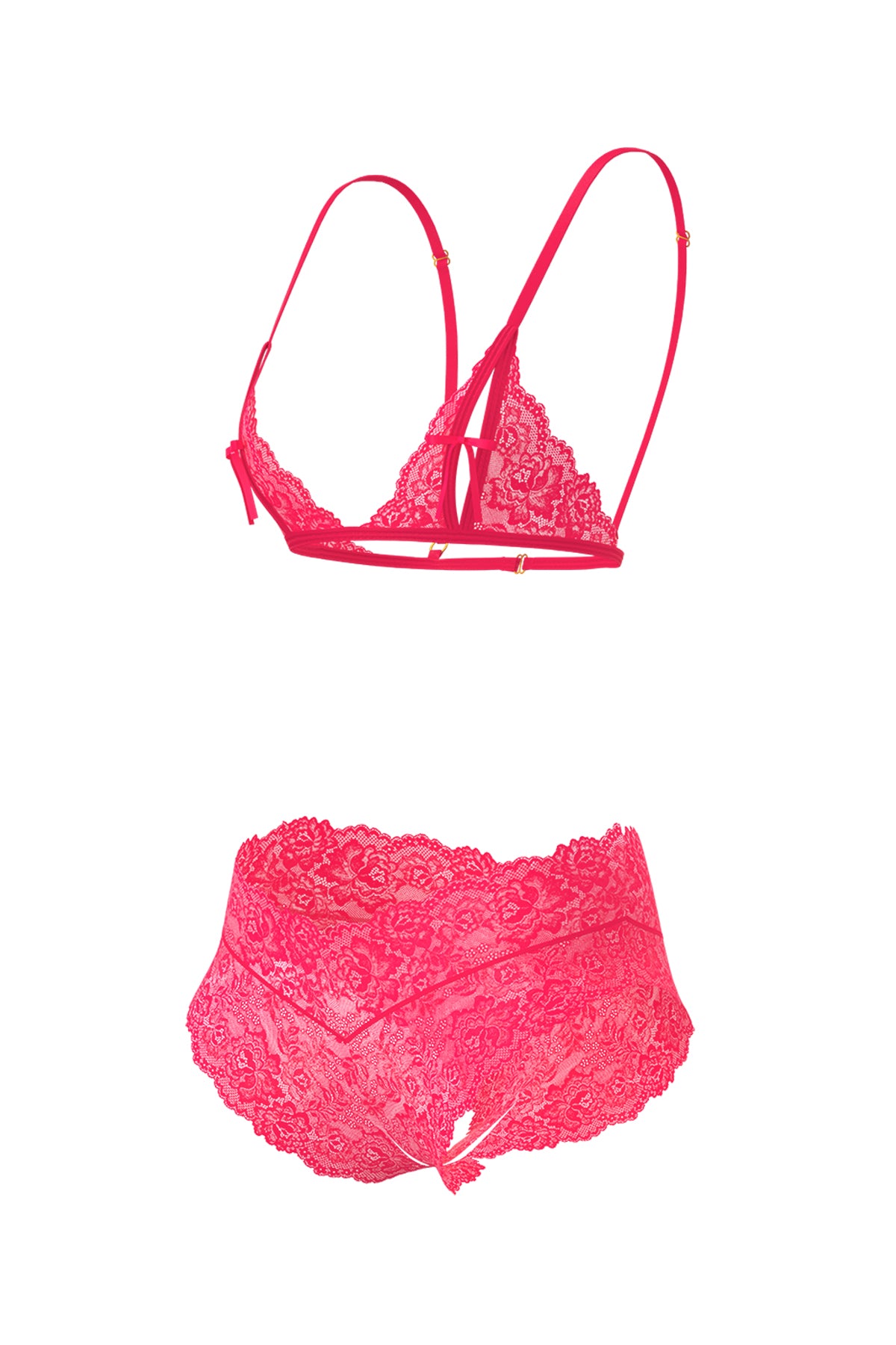 Magic Silk Get It Girl Peek-a-Boo Bralette & Split Crotch Boy Short Diva Pink