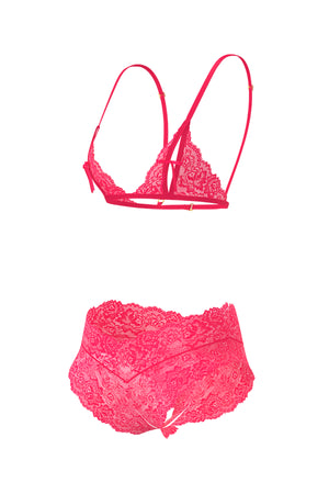 Magic Silk Get It Girl Peek-a-Boo Bralette & Split Crotch Boy Short Diva Pink