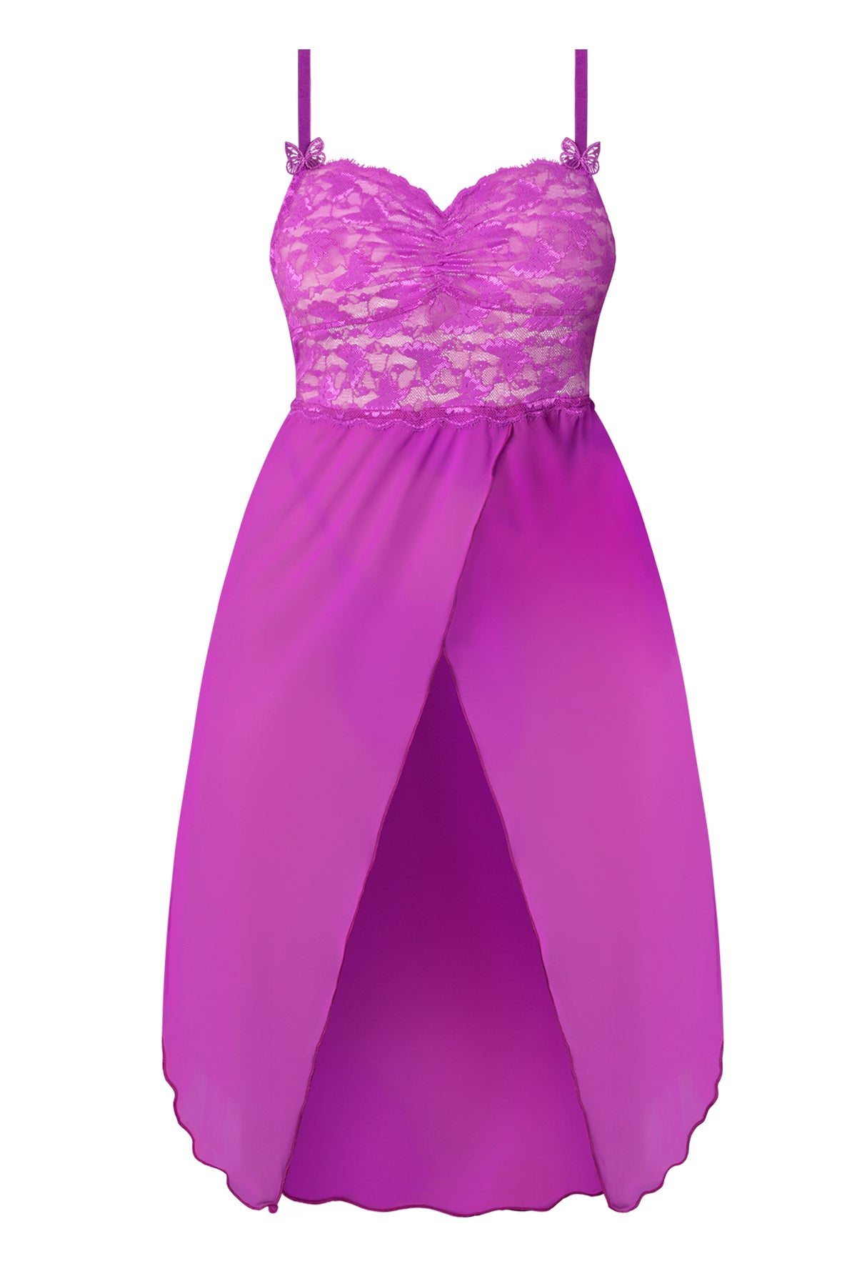 Magic Silk Butterfly Fantasies Gown & Thong Set Neon Purple