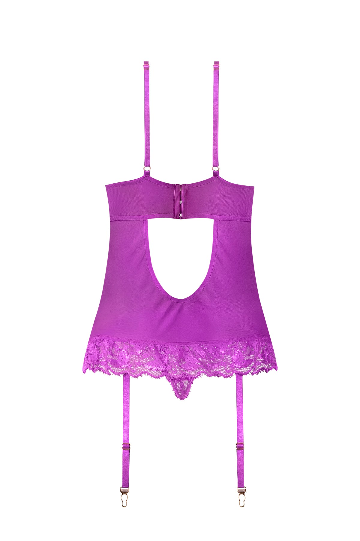 Magic Silk Butterfly Fantasies Basque & Cheeky Panty Set Neon Purple