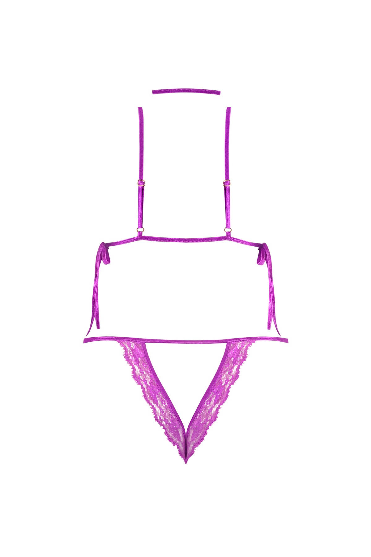 Magic Silk Butterfly Fantasies Peek-a-Boo & Crotchless Teddy Neon Purple