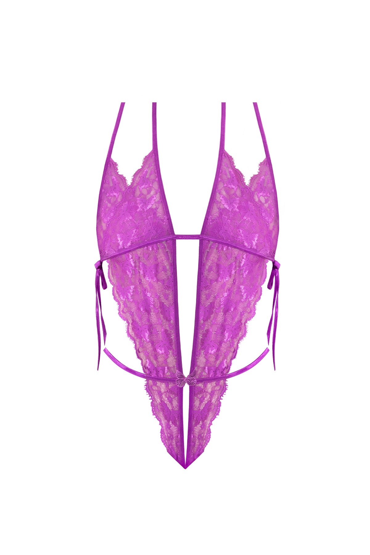 Magic Silk Butterfly Fantasies Peek-a-Boo & Crotchless Teddy Neon Purple