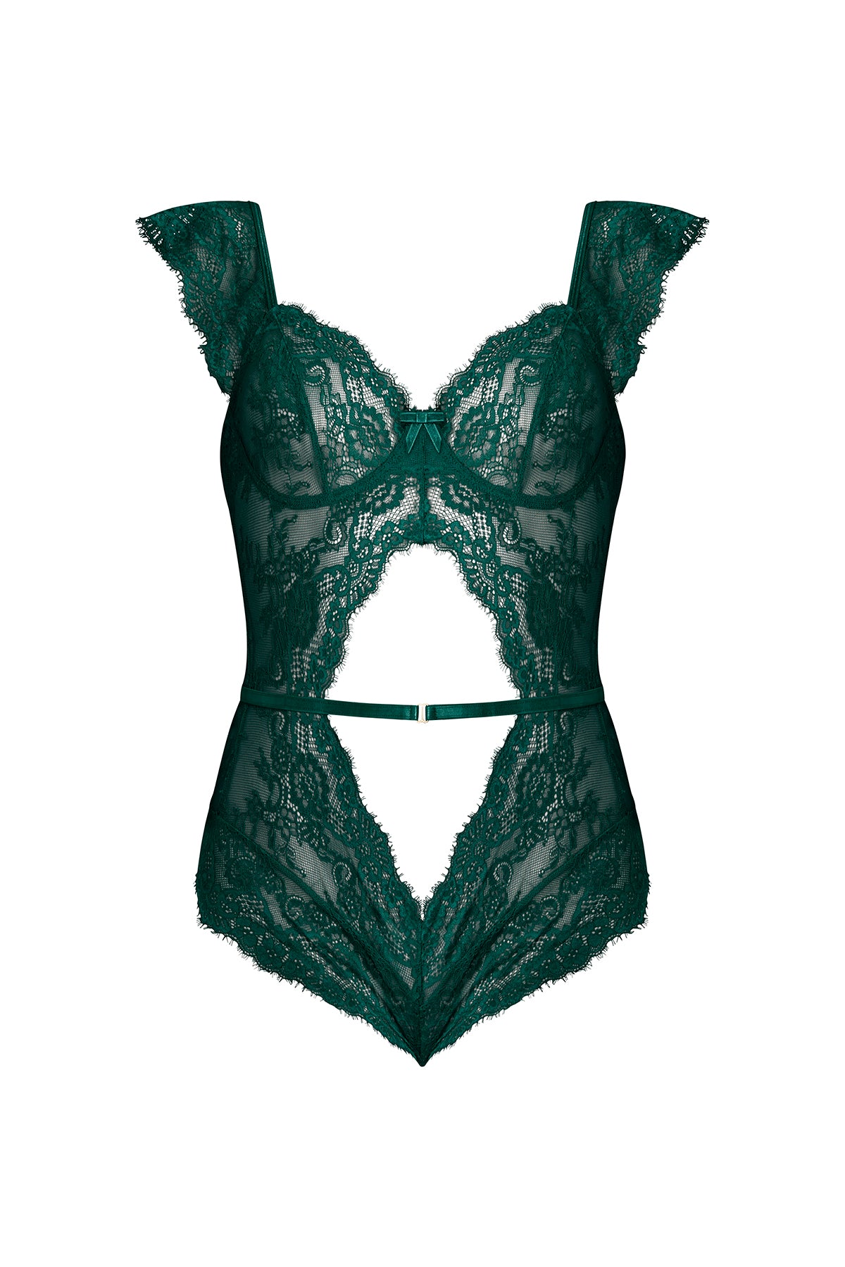 Magic Silk Evermore Cutout Romper Emerald