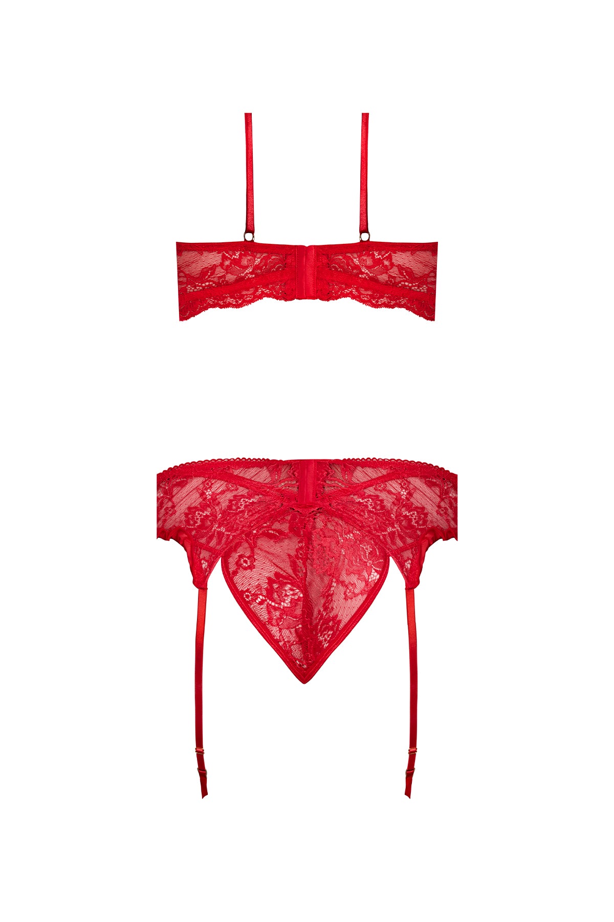 Magic Silk Sugar High Bra, Garter & Panty Set Red
